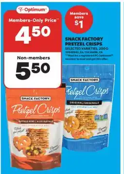 Real Canadian Superstore SNACK FACTORY PRETZEL CRISPS, 200 G offer