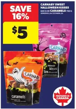 Real Canadian Superstore CARNABY SWEET HALLOWEEN KISSES 600 G OR CARAMELS 700 G offer
