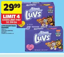 Real Canadian Superstore LUVS GIANT PACK DIAPERS, 88-168' S offer