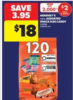 Real Canadian Superstore HERSHEY'S 120' S, ASSORTED SNACK SIZE CANDY 1.02 KG offer