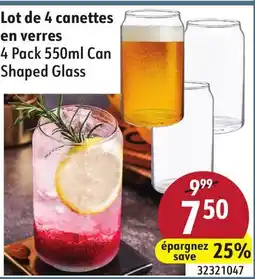 Sushi Shop 4 Pack 550ml Can Shaped Glass offer