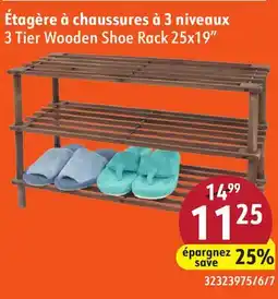 Sushi Shop 3 Tier Wooden Shoe Rack 25x19 offer