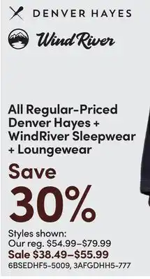 Mark's Denver Hayes, WindRiver All Regular-Priced Denver Hayes + WindRiver Sleepwear + Loungewear offer