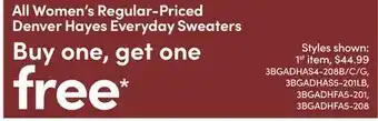 Mark's All Women's Regular-Priced Denver Hayes Everyday Sweaters offer