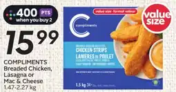 Sobeys COMPLIMENTS Breaded Chicken, Lasagna or Mac & Cheese offer