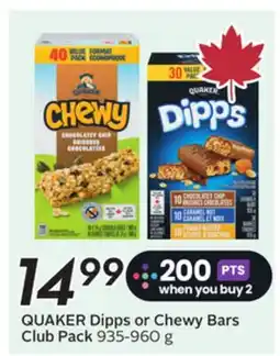 Sobeys QUAKER Dipps or Chewy Bars offer