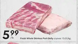 Sobeys Fresh Whole Skinless Pork Belly offer