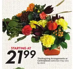 Sobeys Thanksgiving Arrangements or Centrepieces offer