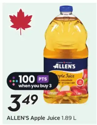 Sobeys ALLEN'S Apple Juice offer