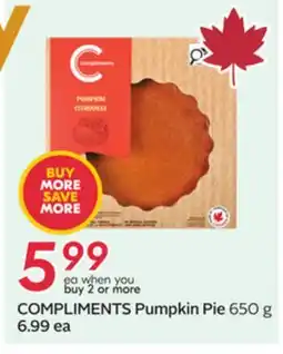 Sobeys COMPLIMENTS Pumpkin Pie offer