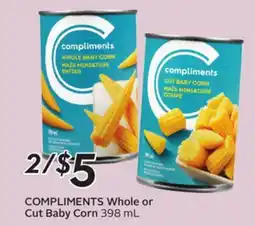 Sobeys COMPLIMENTS Whole or Cut Baby Corn offer