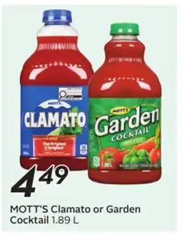 Sobeys MOTT'S Clamato or Garden Cocktail offer