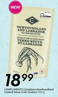 Sobeys COMPLIMENTS Canadiana Newfoundland Cooked Snow Crab Clusters offer