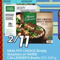 Sobeys HEALTHY CHOICE Simply Steamers or MARIE CALLENDER'S Bowls offer
