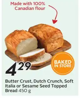 Sobeys Butter Crust, Dutch Crunch, Soft Italia or Sesame Seed Topped Bread offer