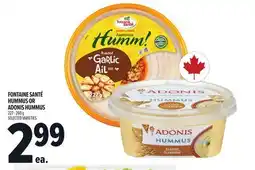 Metro FONTAINE SANTÉ HUMMUS OR ADONIS HUMMUS offer