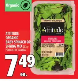 Metro ATTITUDE ORGANIC BABY SPINACH OR SPRING MIX offer