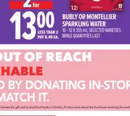 Metro BUBLY OR MONTELLIER SPARKLING WATER offer