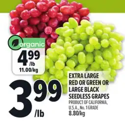 Metro EXTRA LARGE RED OR GREEN OR LARGE BLACK SEEDLESS GRAPES offer