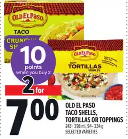 Metro OLD EL PASO TACO SHELLS, TORTILLAS OR TOPPINGS offer