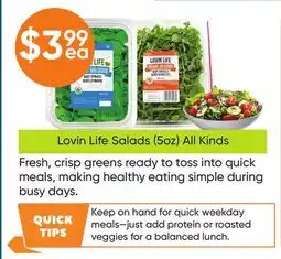 Healthy Planet Lovin Life Salads offer