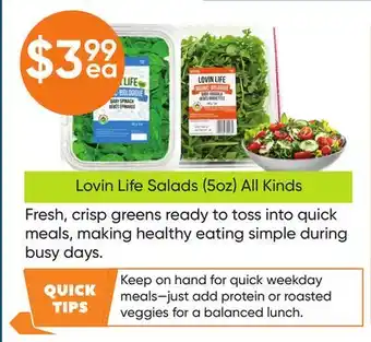 Healthy Planet Lovin Life Salads offer