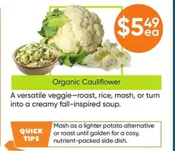 Healthy Planet Organic Cauliflower offer