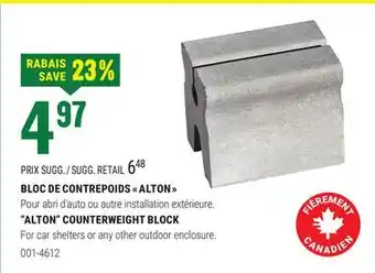 BMR BLOC DE CONTREPOIDS  ALTON  offer