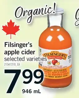 Fortinos FILSINGER'S APPLE CIDER, 946 ML offer