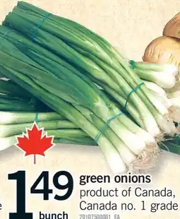 Fortinos GREEN ONIONS, Bunch offer
