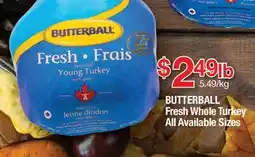 Fortinos BUTTERBALL FRESH WHOLE TURKEY offer