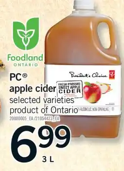 Fortinos PC APPLE CIDER, 3 L offer