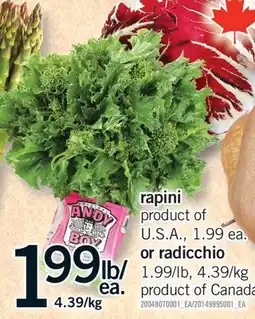 Fortinos RAPINI OR RADICCHIO offer