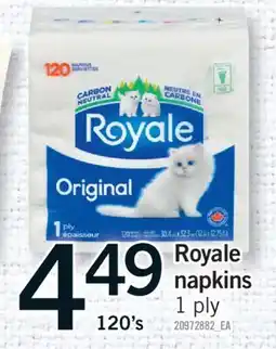 Fortinos ROYALE NAPKINS, 1 ply offer