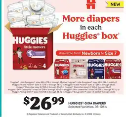 Fortinos HUGGIES GIGA DIAPERS, 36-104's offer