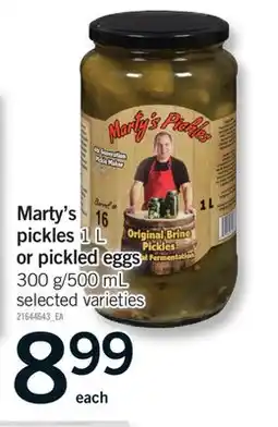 Fortinos MARTY'S PICKLES 1 L OR PICKLED EGGS 300 G/500 ML offer