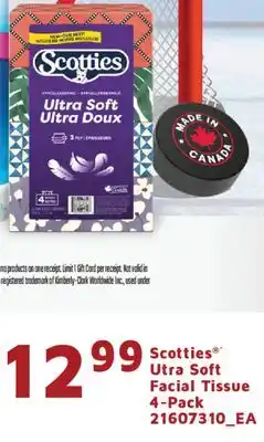 Fortinos SCOTTIES ' UTRA SOFT FACIAL TISSUE, 4 - Pack offer
