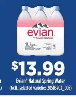 Fortinos EVIAN NATURAL SPRING WATER, 6X1L offer