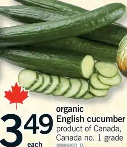 Fortinos ORGANIC ENGLISH CUCUMBER offer