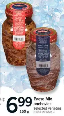 Fortinos PAESE MIO ANCHOVIES, 150 G offer