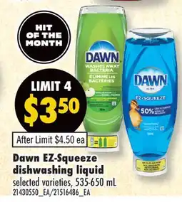 Fortinos DAWN EZ-SQUEEZE DISHWASHING LIQUID, 535-650 ML offer