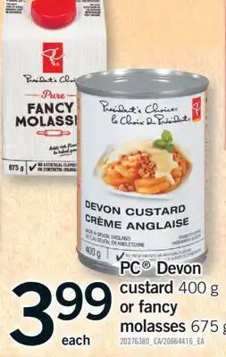 Fortinos PC DEVON CUSTARD, 400 G OR FANCY MOLASSES, 675 G offer