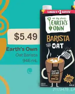 Fortinos EARTH'S OWN OAT BARISTA, 946 mL offer