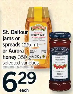 Fortinos ST. DALFOUR JAMS OR SPREADS 225 ML OR AURORA HONEY 350 G offer