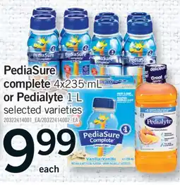 Fortinos PEDIASURE COMPLETE, 4X235 ML OR PEDIALYTE, 1 L offer