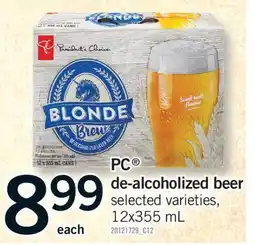 Fortinos PC DE-ALCOHOLIZED BEER, 12X355 ML offer
