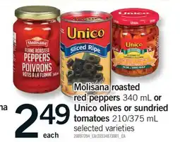 Fortinos MOLISANA ROASTED RED PEPPERS 340 ML OR UNICO OLIVES OR SUNDRIED TOMATOES 210/375 ML offer