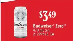 Fortinos BUDWEISER ZERO , 473 ML CAN offer