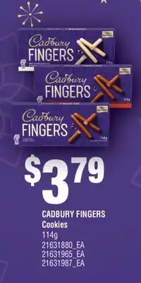 Fortinos CADBURY FINGERS COOKIES, 114G offer