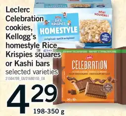 Fortinos LECLERC CELEBRATION COOKIES, KELLOGG'S HOMESTYLE RICE KRISPIES SQUARES OR KASHI BARS, 198-350 g offer